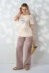 Прямі бежеві штани NAINA для вагітних з поясом під живот