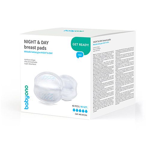 Лактаційні вкладки в бюстгалтер одноразові Baby ono NIGHT & DAY breast pads 40pcs
