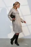 Сукня ALICIA для вагітних та годуючих сіро бежева