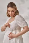 Святкова біла сукня Amadeya з квітами для вагітних та годуючих