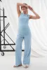 Прямі блакитні штани NAINA для вагітних з поясом під живот