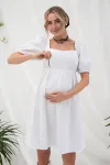 Літня біла сукня Brittany для вагітних і годуючих з жатої бавовни