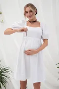 Літня біла сукня Brittany для вагітних і годуючих з жатої бавовни