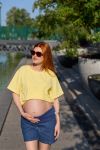 Джинсові довгі шорти для вагітних Delgado сині