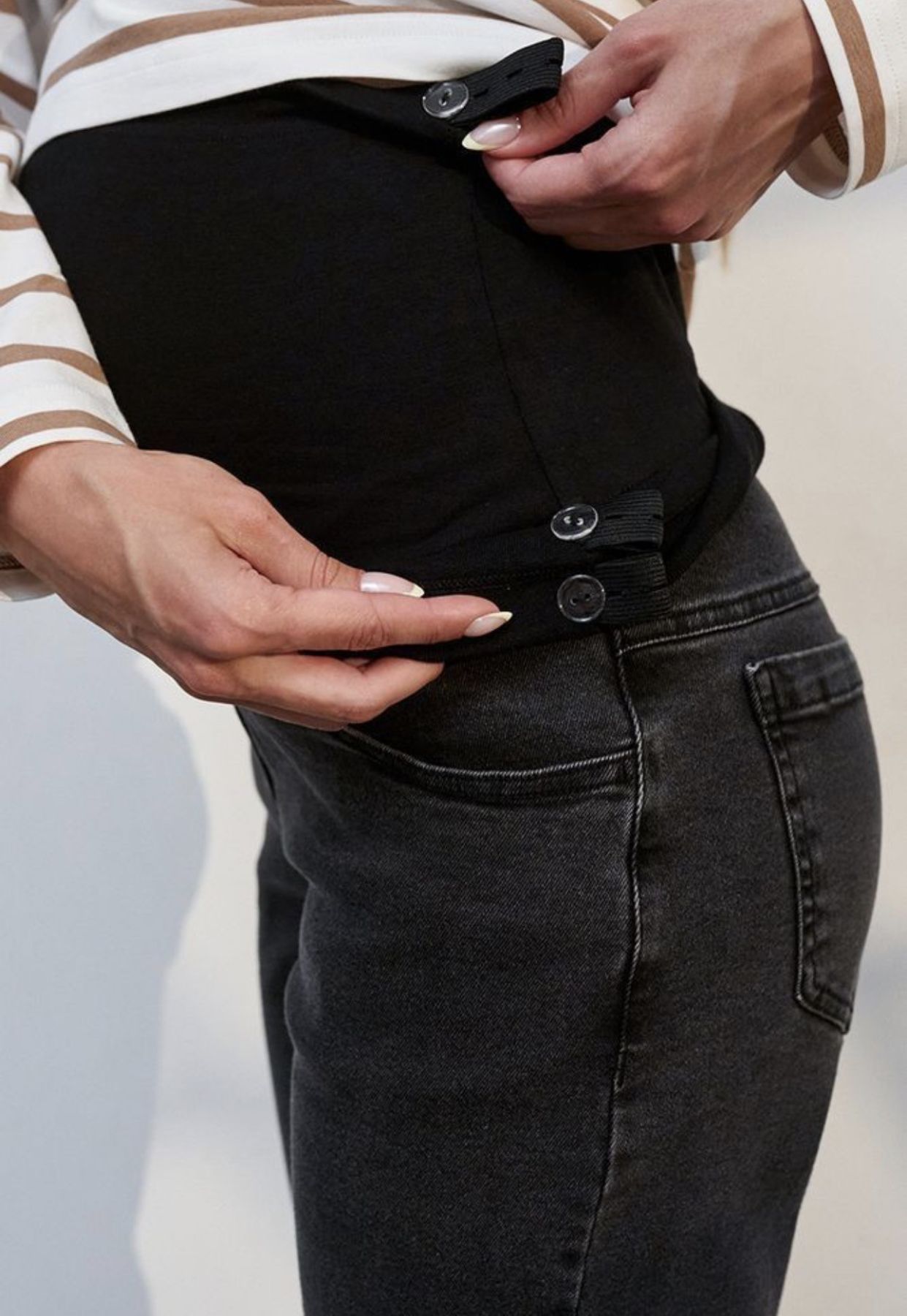 Сіро-чорні джинси для вагітних з подвійним поясом Ivonne Essential Fit