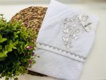 Крижма махрова для хрещення біла велика