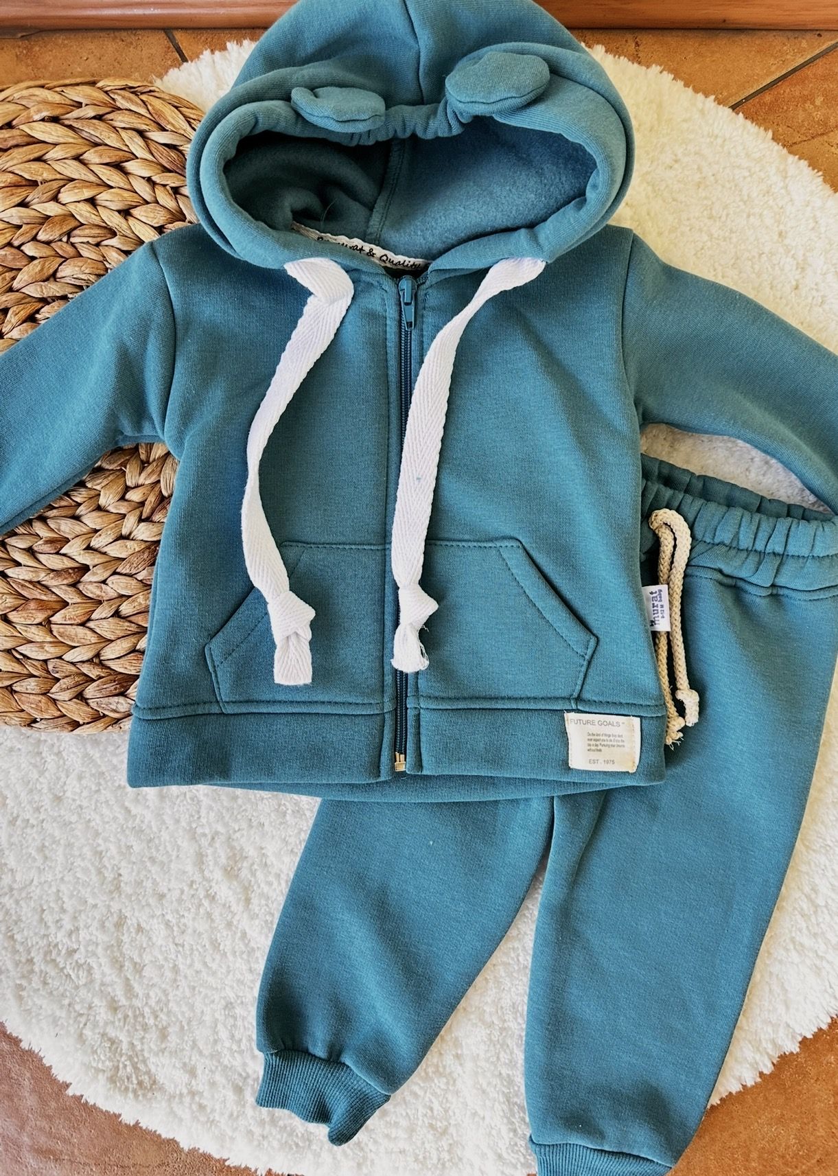 Теплий костюм на флісі аквамарін