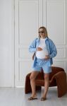 Лляна сорочка для вагітних Reading блакитний