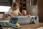Складна ванночка TEGA BABY сіра зі зливом