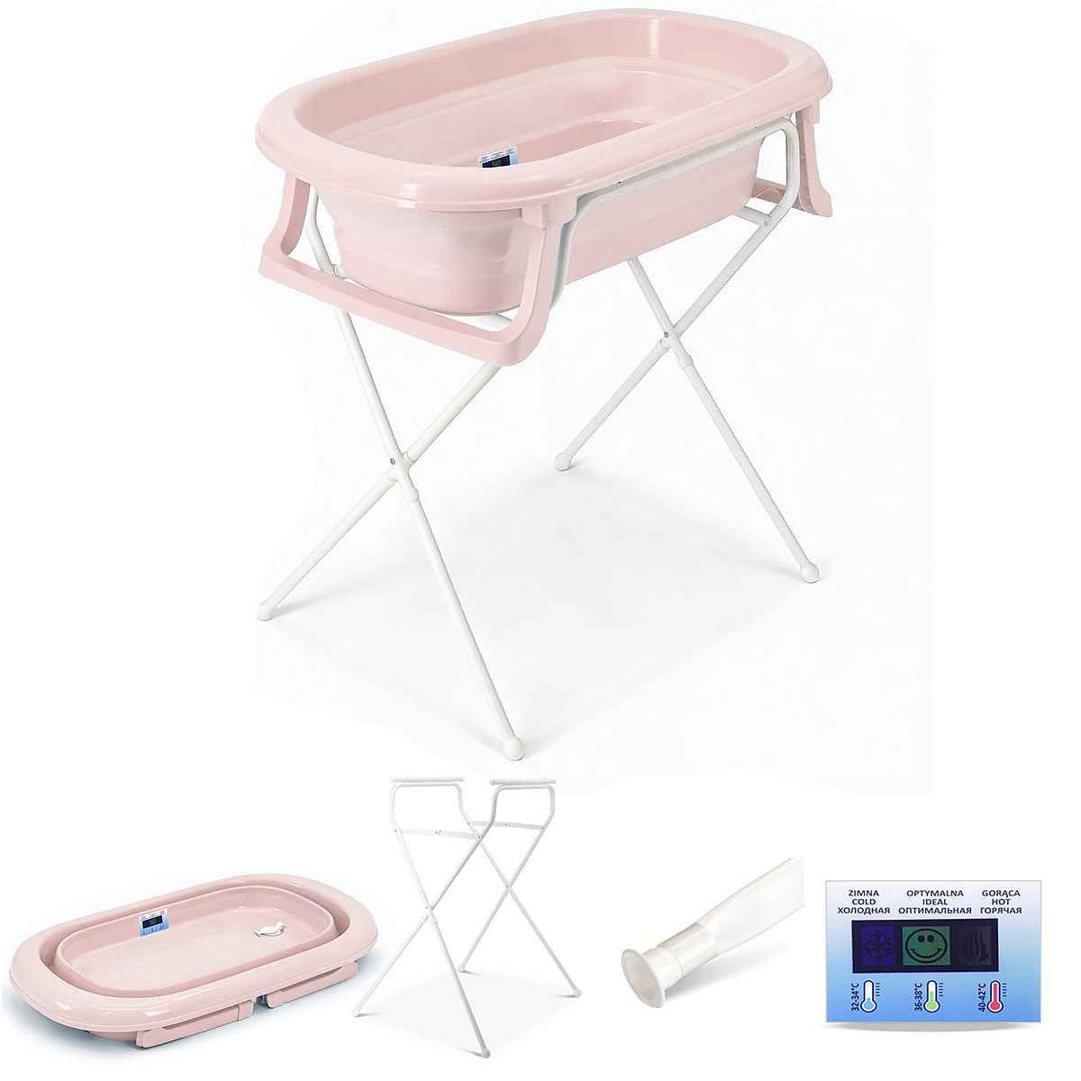Складна ванночка TEGA BABY рожева зі зливом