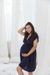 Нічна сорочка для вагітних з мусліну Nicole темно-синя