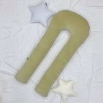 Подушка для вагітних велюр/поплін Бохо с оливковым велюром