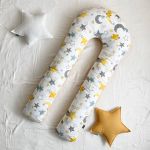 Подушка для вагітних велюр/поплін Арт зірки гірчиця